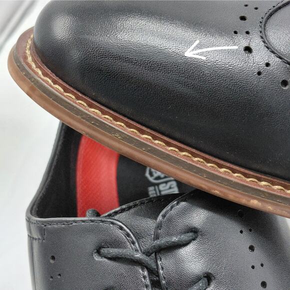 Stacy Adams Mens Dress Shoes Size 13 Black Leather Wingtip Oxford Lace Up Work - Picture 13 of 14